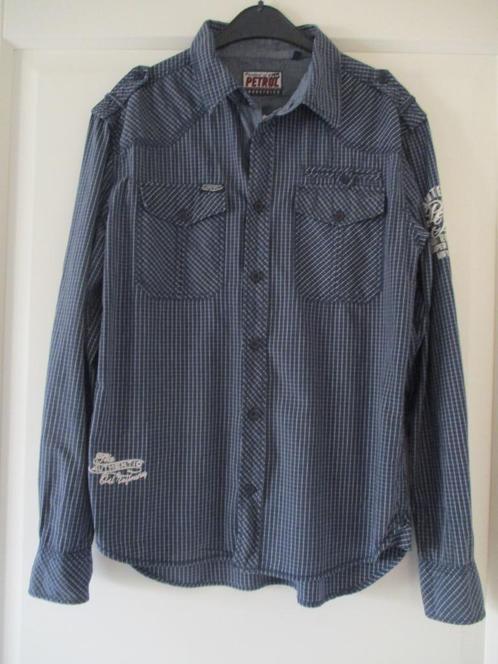 Zeer mooie bloes met opdruk op rugzijde en mooie details, Kleding | Heren, Overhemden, Zo goed als nieuw, Blauw, Ophalen of Verzenden