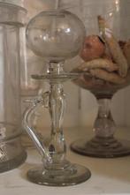 Antiek frans glas glazen lampe dentelliere olielamp 18e eeuw, Ophalen of Verzenden