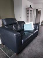 2 zits bank donkerblauw leder., Ophalen, Gebruikt, 150 tot 200 cm, Tweepersoons