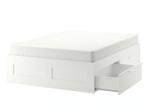 Ikea BRIMNES wit, 200x180, bed met laden, Ophalen, Gebruikt, Tweepersoons, 200 cm