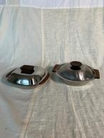 Scandinavisch design vintage serveerschalen teak RVS, Ophalen of Verzenden, Gebruikt