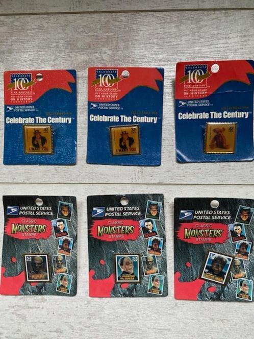 6 pins, 2 thema’s, pins van US Postal Service., Verzamelen, Speldjes, Pins en Buttons, Nieuw, Speldje of Pin, Overige onderwerpen
