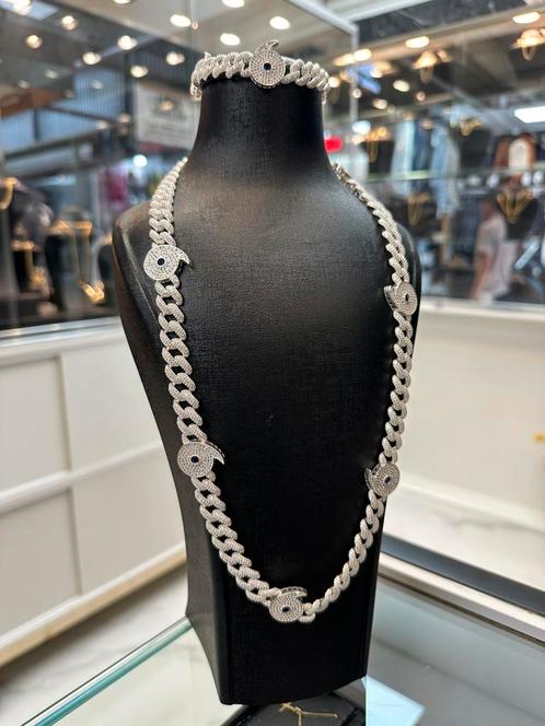Prachtige 925 zilveren cubaan link set, Sieraden, Tassen en Uiterlijk, Kettingen, Nieuw, Zilver, Ophalen of Verzenden