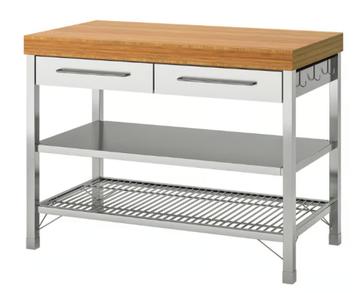Losstaand Keukeneiland RVS/Bamboe RIMFORSA, Set van 2, mag o beschikbaar voor biedingen