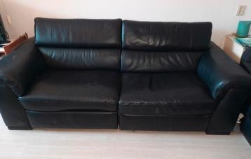 Italsofa ruime 3 zitsbank .zwart leder. beschikbaar voor biedingen