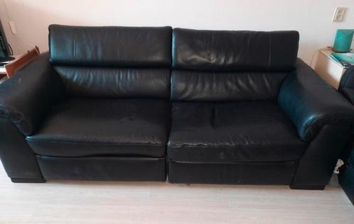 Italsofa ruime 3 zitsbank .zwart leder., Huis en Inrichting, Banken | Bankstellen, Gebruikt, Rechte bank, Driepersoons, 200 tot 250 cm