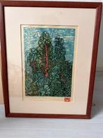 Ingelijste boslandschap kunstafdruk Michiel Oudemans, Antiek en Kunst, Ophalen of Verzenden