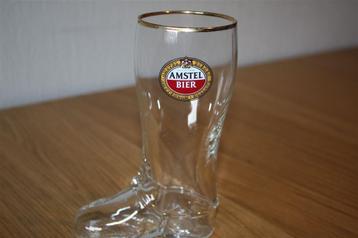 Amstel bierglas in laarsvorm – met oud logo [15,9 cm]. beschikbaar voor biedingen