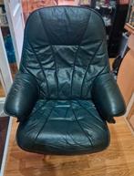 fauteuil Donker Groen Leer, Huis en Inrichting, Fauteuils, Ophalen, Gebruikt, 50 tot 75 cm, Leer