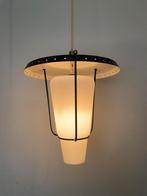 Vintage jaren 50 hallamp opaline/melkglas, Ophalen of Verzenden, Gebruikt, Metaal, Minder dan 50 cm
