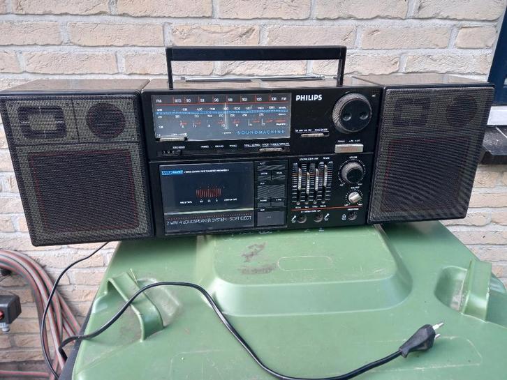 Vintage philips 8454/30R radiocassettespeler, boombox, Audio, Tv en Foto, Radio's, Gebruikt, Ophalen of Verzenden
