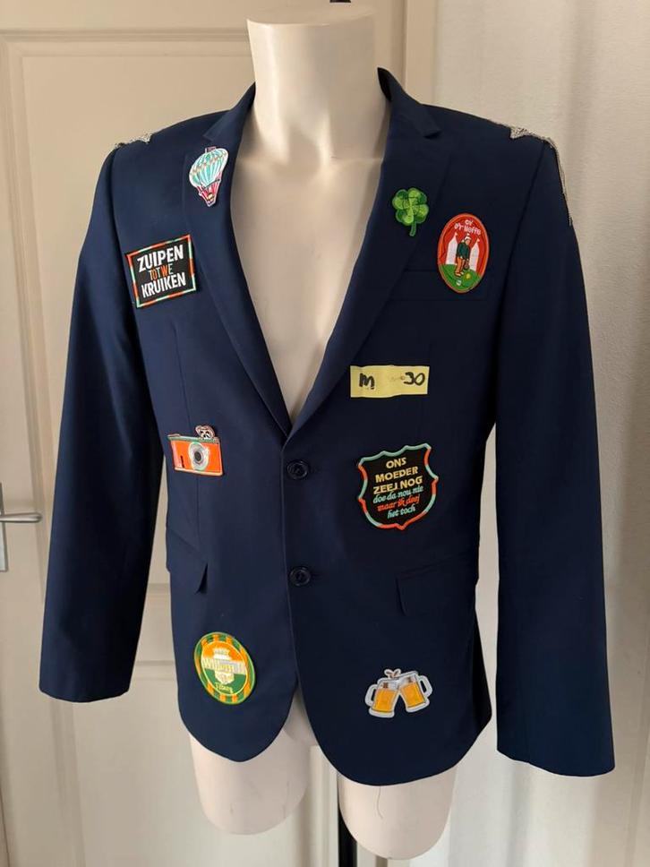 (30) Keuikenstad Colbert/Jas blauw maat M unisex 11de, Kleding | Dames, Carnavalskleding en Feestkleding, Zo goed als nieuw, Carnaval