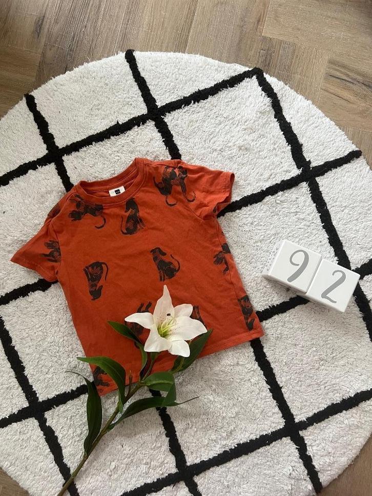 ZGAN oranje grijs Hema hond print t-shirt top shirt 86 92, Kinderen en Baby's, Babykleding | Maat 86, Zo goed als nieuw, Jongetje of Meisje