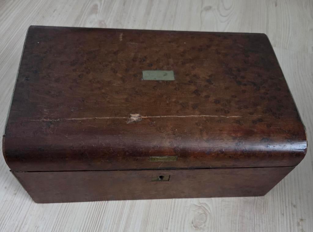 Oud Schrijf Kistje met Passers en Mapje, Antiek en Kunst, Ophalen of Verzenden