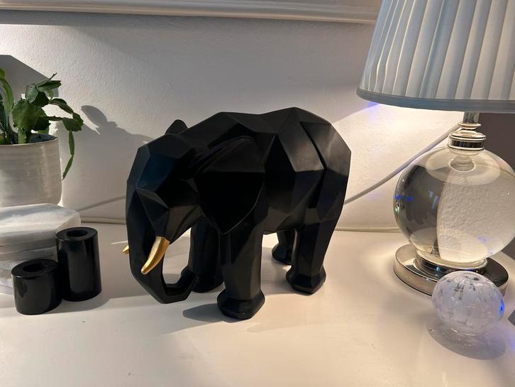 Kubusvormige Olifant Beeld zwart, Antiek en Kunst, Kunst | Beelden en Houtsnijwerken, Ophalen of Verzenden