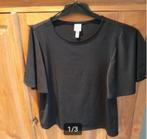 Zwart glans t shirt met chique mouw h&m, Kleding | Dames, T-shirts, H&M, Zwart, Ophalen of Verzenden, Zo goed als nieuw