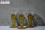3 Gegraveerde Theresienthal baluster roemers - Amber - 1980s, Antiek en Kunst, Antiek | Glas en Kristal, Ophalen of Verzenden