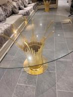Mooie ronde glastafels met gouden onderstel, Rond, Ophalen of Verzenden, Zo goed als nieuw, 100 tot 150 cm