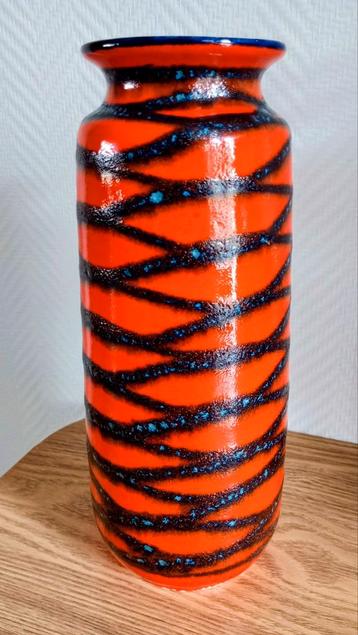 West Germany vaas, Scheurich, oranje blauw en grijs, vintage beschikbaar voor biedingen