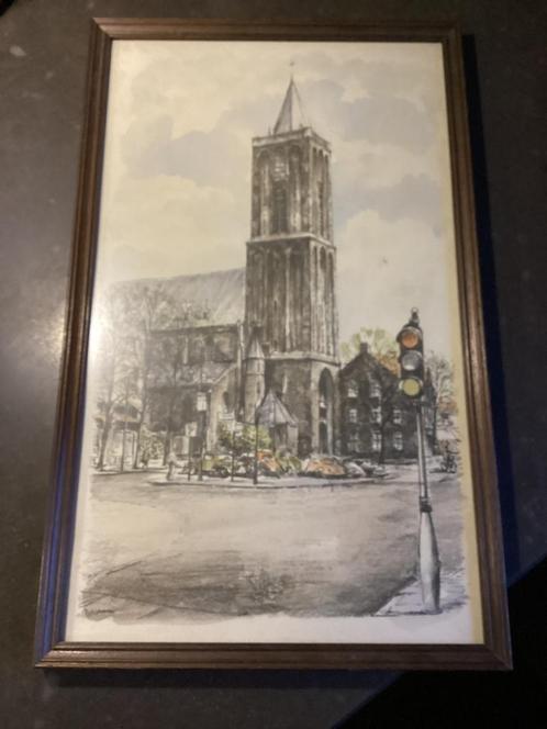 👨🏼‍🎨 Bussum Vituskerk later NTS studio Bob Brobbel, Antiek en Kunst, Kunst | Tekeningen en Foto's, Verzenden