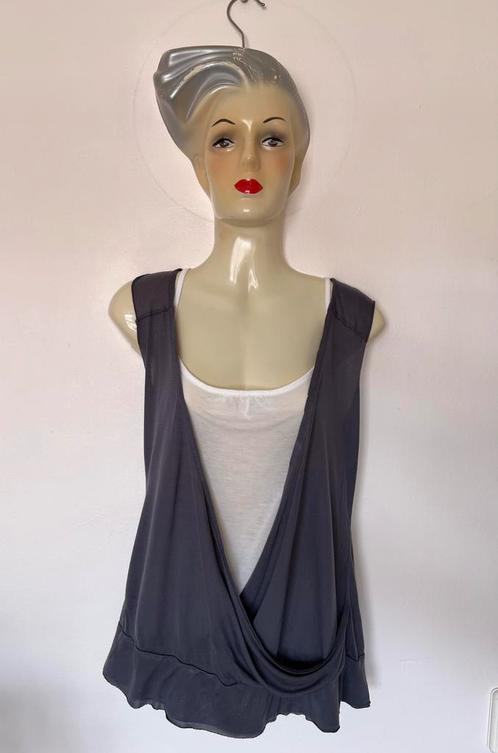 Hunkemöller L grijs witte pyjama top sleepwear thuispak egf, Kleding | Dames, Pyjama's, Maat 42/44 (L), Ophalen of Verzenden