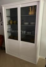 Woood Servieskast Vitrinekast Schuifdeuren Wit, Huis en Inrichting, Kasten | Buffetkasten, Ophalen, Gebruikt, 100 tot 150 cm, 200 cm of meer