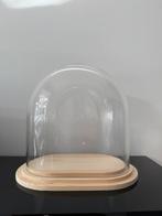 Stolp ovaal S helder glas blank houten plateau, Veens Living, Nieuw, Elst, Info@veensliving.nl