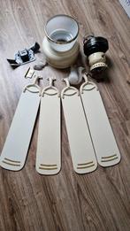 SMC plafondventilator met glazen lampenkap en houten bladen, Ophalen, Gebruikt, Plafondventilator