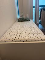 Eenpersoonsbed wit met lades + schone matras, Ophalen, 90 cm, Eenpersoons, Wit