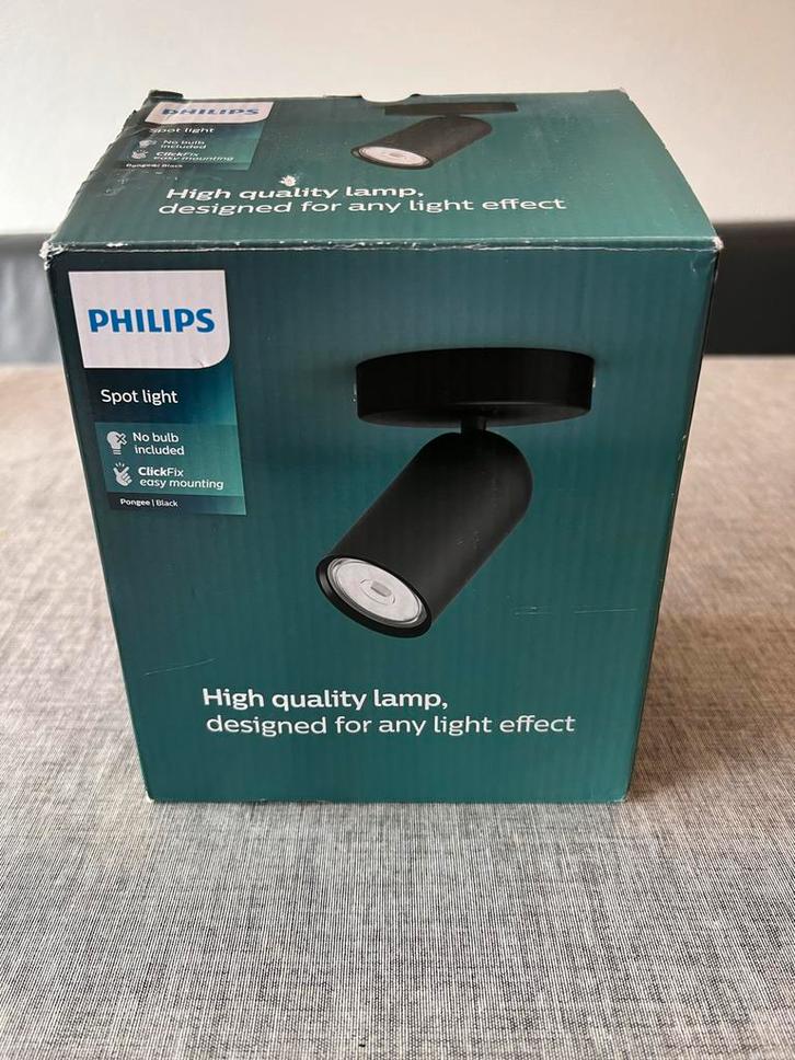 Philips Pongee Zwarte Spot - Nieuw in Doos!, Huis en Inrichting, Lampen | Spots, Nieuw, Plafondspot of Wandspot, Metaal of Aluminium