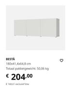 Besta ikea tv meubel wit mat, 180 x 41,4 x 64,8 cm, 150 tot 200 cm, Minder dan 100 cm, 25 tot 50 cm, Zo goed als nieuw
