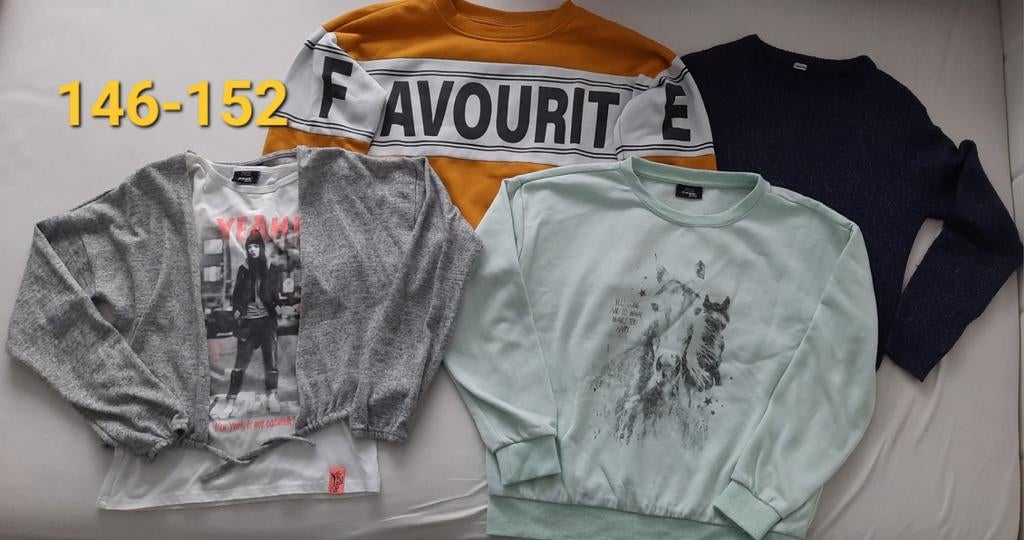 3 truien en een vest met shirt in maat 146-152, Kinderen en Baby's, Kinderkleding | Maat 146, Zo goed als nieuw, Meisje, Trui of Vest