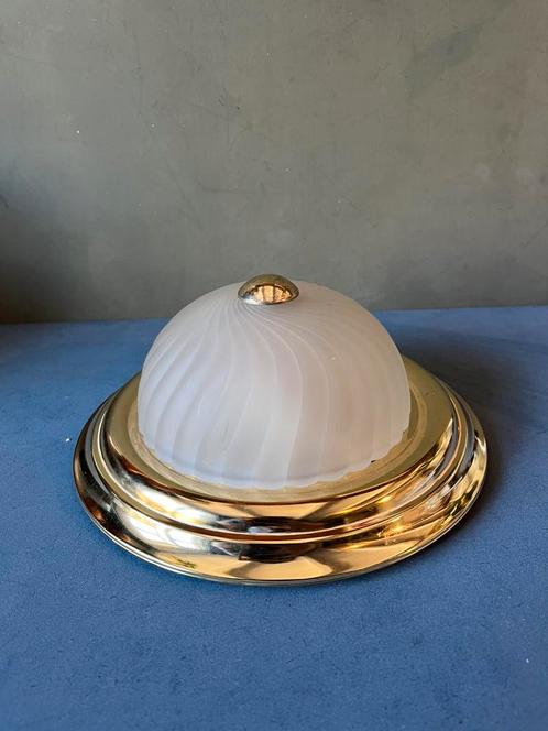 Messing Plafondlamp klassiek, Huis en Inrichting, Lampen | Plafondlampen, Zo goed als nieuw, Glas, Metaal, Ophalen of Verzenden