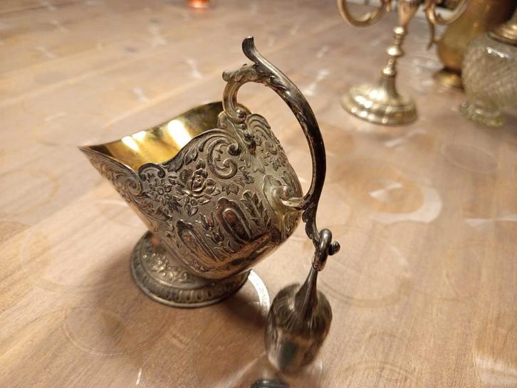 Antieke Kolenkit Suikerpot met Lepeltje, Antiek en Kunst, Antiek | Goud en Zilver, Zilver, Ophalen of Verzenden