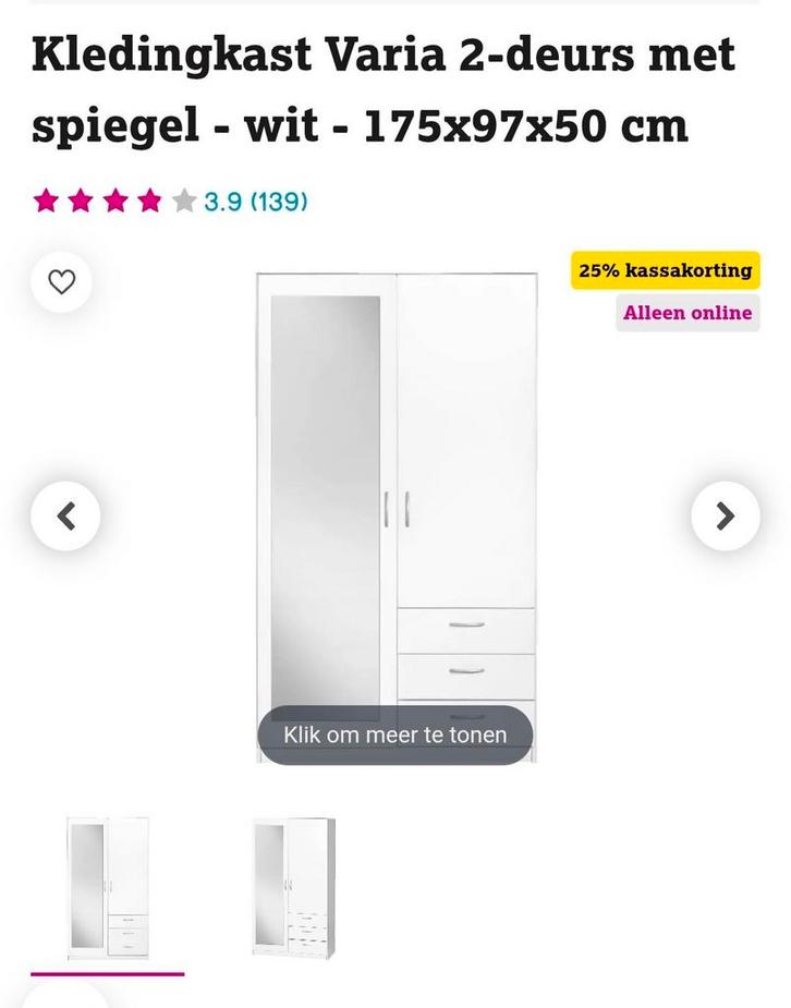 Leenbakker Kast - 2 meter hoog, Huis en Inrichting, Kasten | Kledingkasten, Gebruikt, 200 cm of meer, 50 tot 100 cm, 25 tot 50 cm