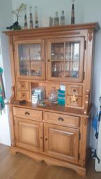 Houten buffetkast met glazen deuren, Gebruikt, 100 tot 150 cm, Glas, Klassiek