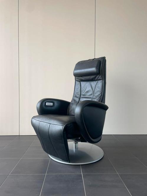 Mooie elektrische zwarte leren relax fauteuil / relax stoel, Huis en Inrichting, Fauteuils, Ophalen