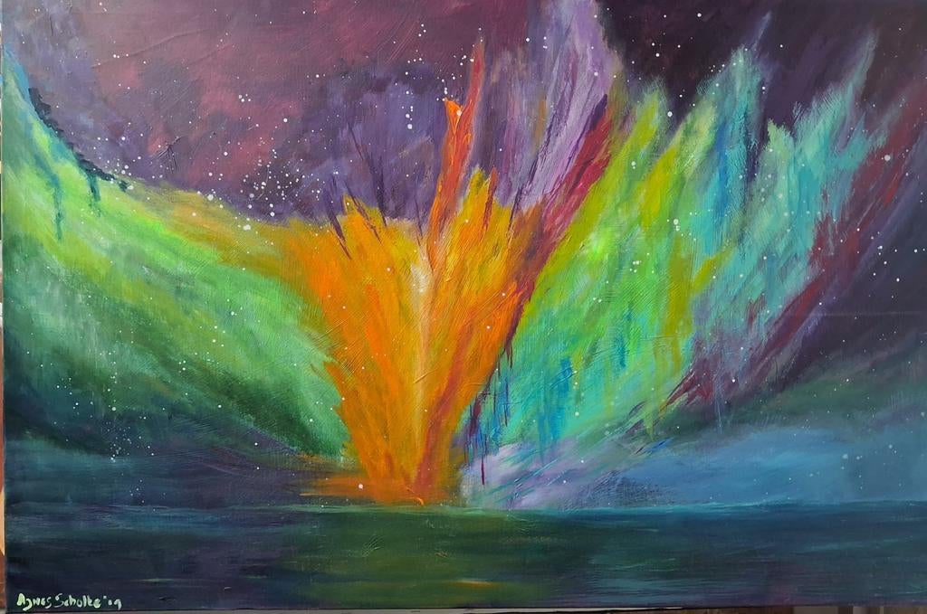 Aurora Borealis Schilderij Agnes Scholte, Ophalen of Verzenden