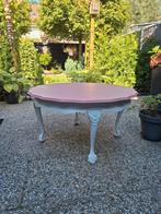 Mooie brocante salontafel wit-oud roze, Ophalen, 50 tot 100 cm, Rond, 50 tot 100 cm