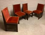 Art Deco eiken eetkamerstoelen (4) A. Bartels Haagse School, Antiek en Kunst, Ophalen
