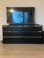 Malm ladekast met 6 lades, zwart, Huis en Inrichting, Kasten | Ladekasten, Ophalen, Gebruikt, 100 tot 150 cm, 5 laden of meer