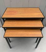 Mimiset bijzettafels 3 zwart metaal hout vintage retro, Ophalen, Minder dan 45 cm, Minder dan 55 cm, Gebruikt