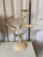 Mooie oude pastel tinten metalen kaarsen standaard, Ophalen of Verzenden