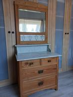 commode grenen / marmer blad / spiegel, Ophalen, Gebruikt, 105 cm of meer, 75 tot 100 cm