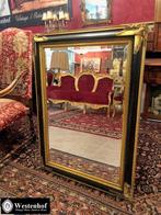 Groot spiegel klassiek / antieke barok goud, zwarte lijst, 75 tot 100 cm, 100 tot 150 cm, Rechthoekig, Ophalen of Verzenden