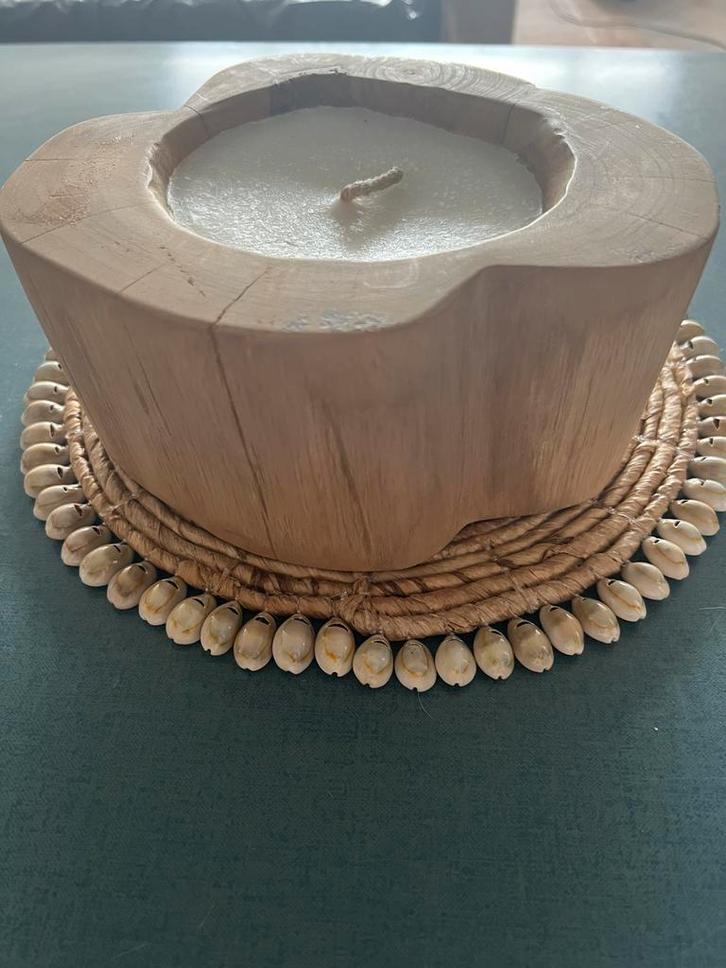 Houten kaarshouder beeswax, Huis en Inrichting, Woonaccessoires | Kandelaars en Kaarsen, Zo goed als nieuw, Minder dan 25 cm, Hout