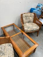 Rotan stoelen met tafel - vintage look, Huis en Inrichting, Stoelen, Gebruikt, Twee, Bruin, Verzenden