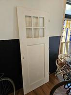 Paneeldeur massief met glas 6 ruits vintage jaren 30 40 50, Ophalen, Gebruikt, 80 tot 100 cm, Binnendeur