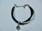 Leren armbandje 16 - 20 cm verstelbaar 2 zwart 1 bruin leer, Verzenden, Zo goed als nieuw, Zwart, Leer