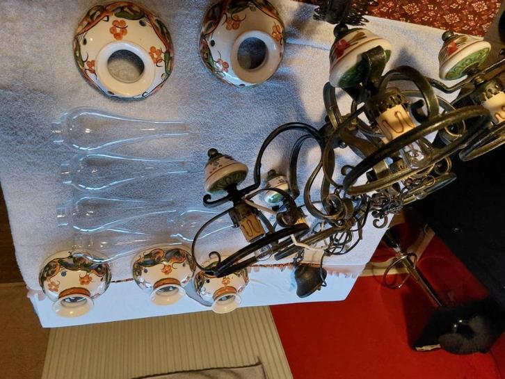 Antieke 5 lamps olie hanglamp, Antiek en Kunst, Antiek | Lampen, Ophalen